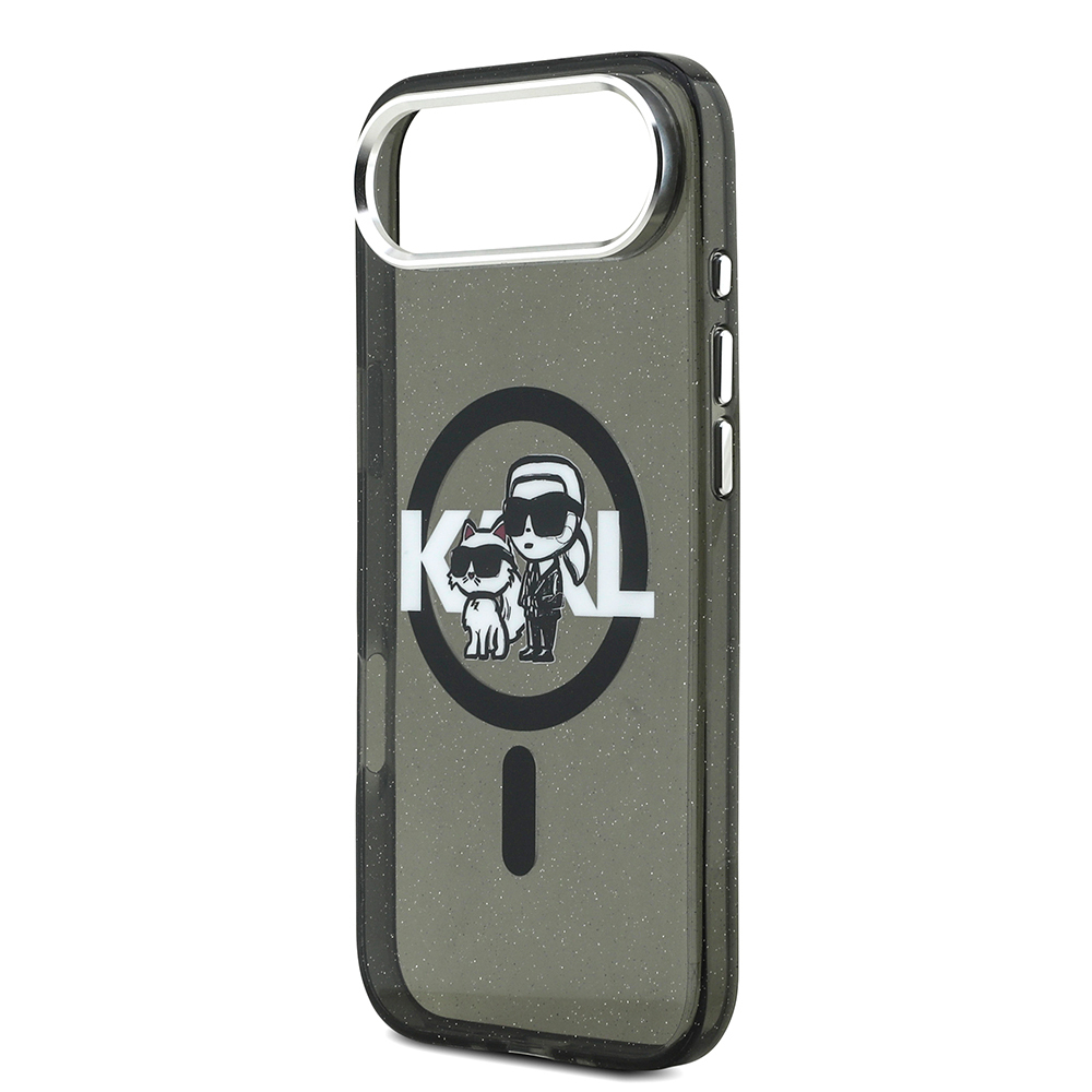 Apple iPhone 17 Air Uyumlu Kılıf Karl Lagerfeld Orjinal Lisanslı Parlayan Simli Karl & Choupette Sketch Logo Kapak - 5
