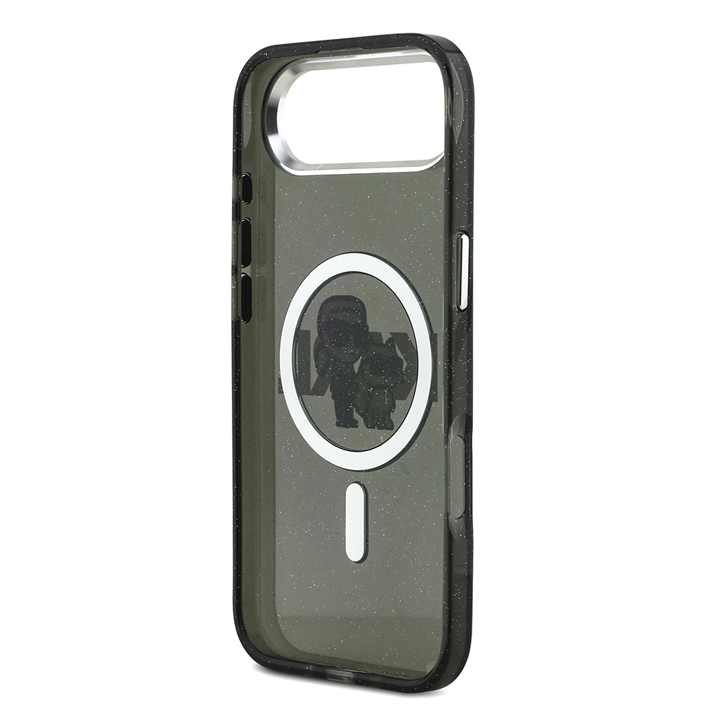 Apple iPhone 17 Air Uyumlu Kılıf Karl Lagerfeld Orjinal Lisanslı Parlayan Simli Karl & Choupette Sketch Logo Kapak - 6