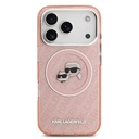 Apple iPhone 17 Pro Max Uyumlu Kılıf Karl Lagerfeld Orjinal Lisanslı Parlayan Simli Karl & Choupette Heads Kapak - 14