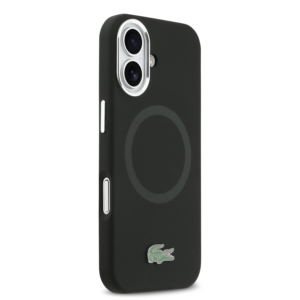 Apple iPhone 17 Uyumlu Kılıf Lacoste Orjinal Lisanslı M-safe Şarj Özellikli İkonik Logolu Metal Kamera Çerçeveli Silikon Kapak - 3