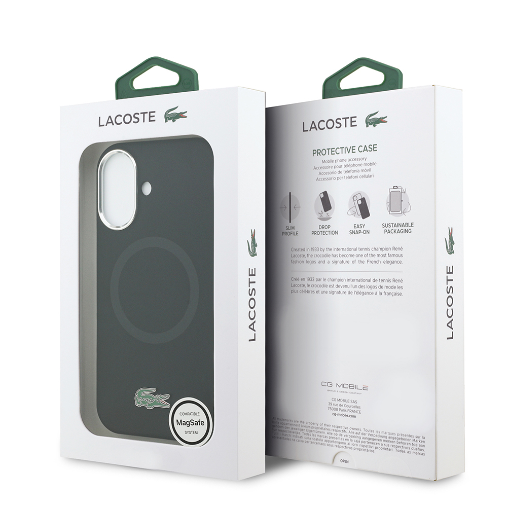 Apple iPhone 17 Uyumlu Kılıf Lacoste Orjinal Lisanslı M-safe Şarj Özellikli İkonik Logolu Metal Kamera Çerçeveli Silikon Kapak - 7