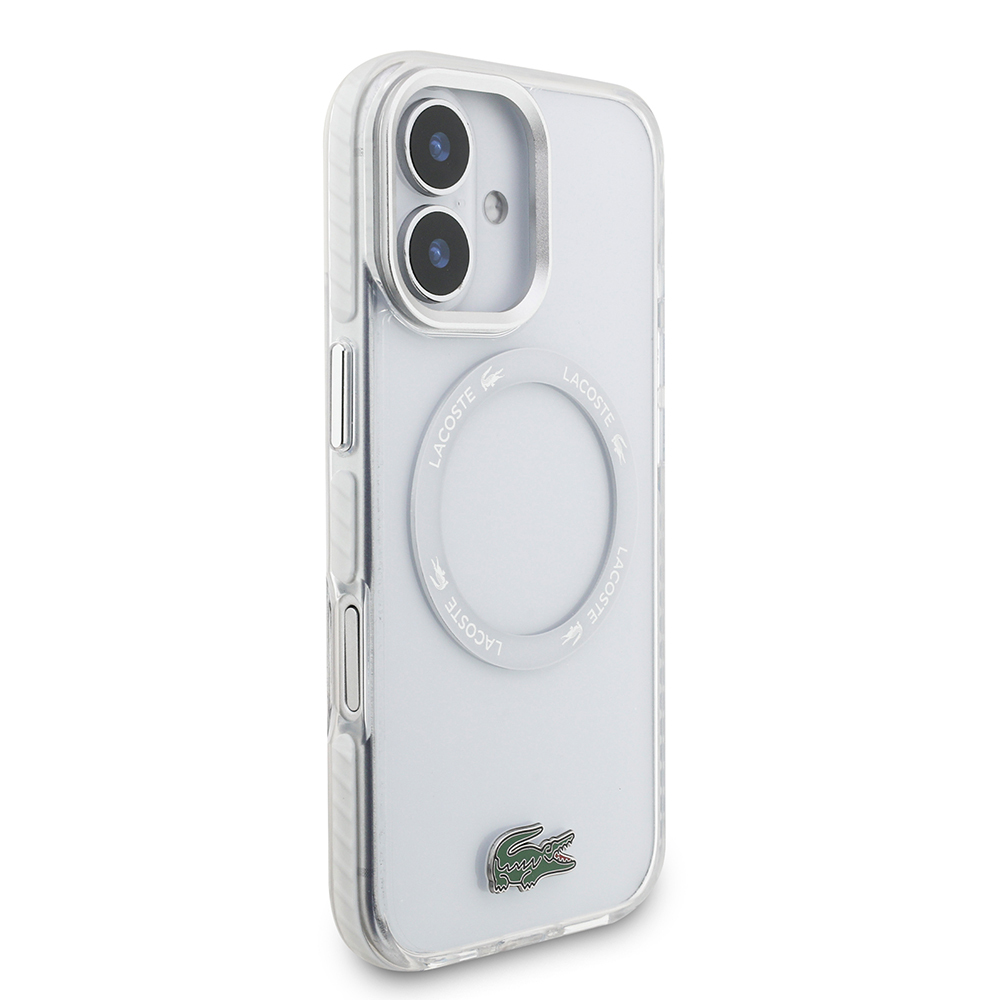Apple iPhone 17 Uyumlu Kılıf Lacoste Orjinal Lisanslı M-safe Şarj Özellikli İkonik Timsah Logolu Buzlu Kapak - 3