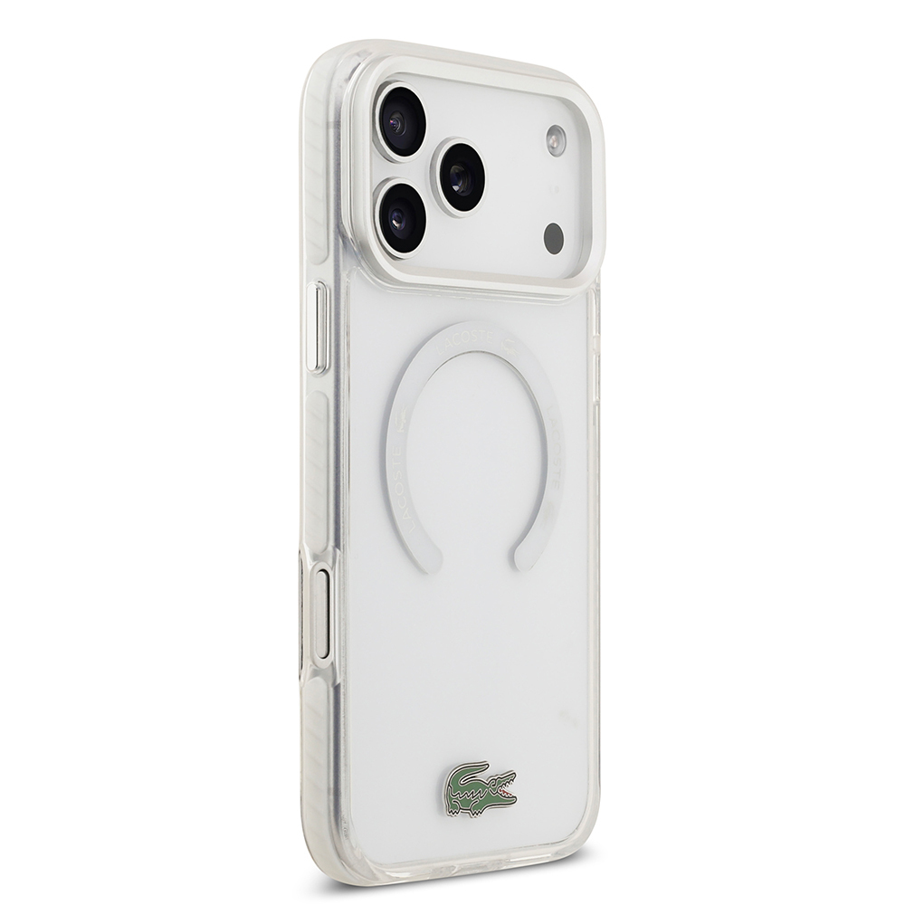 Apple iPhone 17 Pro Max Uyumlu Kılıf Lacoste Orjinal Lisanslı M-safe Şarj Özellikli İkonik Timsah Logolu Buzlu Kapak - 3