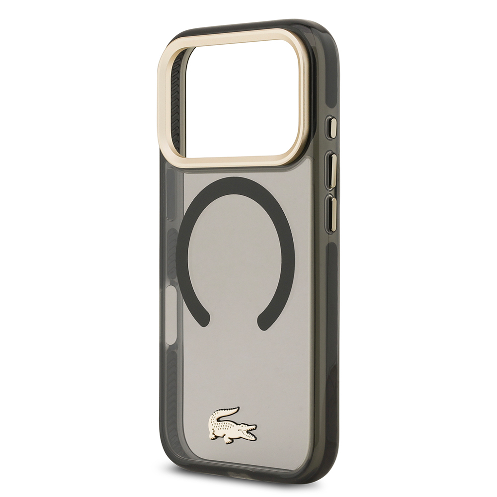 Apple iPhone 17 Pro Uyumlu Kılıf Lacoste Orjinal Lisanslı M-safe Şarj Özellikli Gold Timsah Logolu Buzlu Kapak - 5