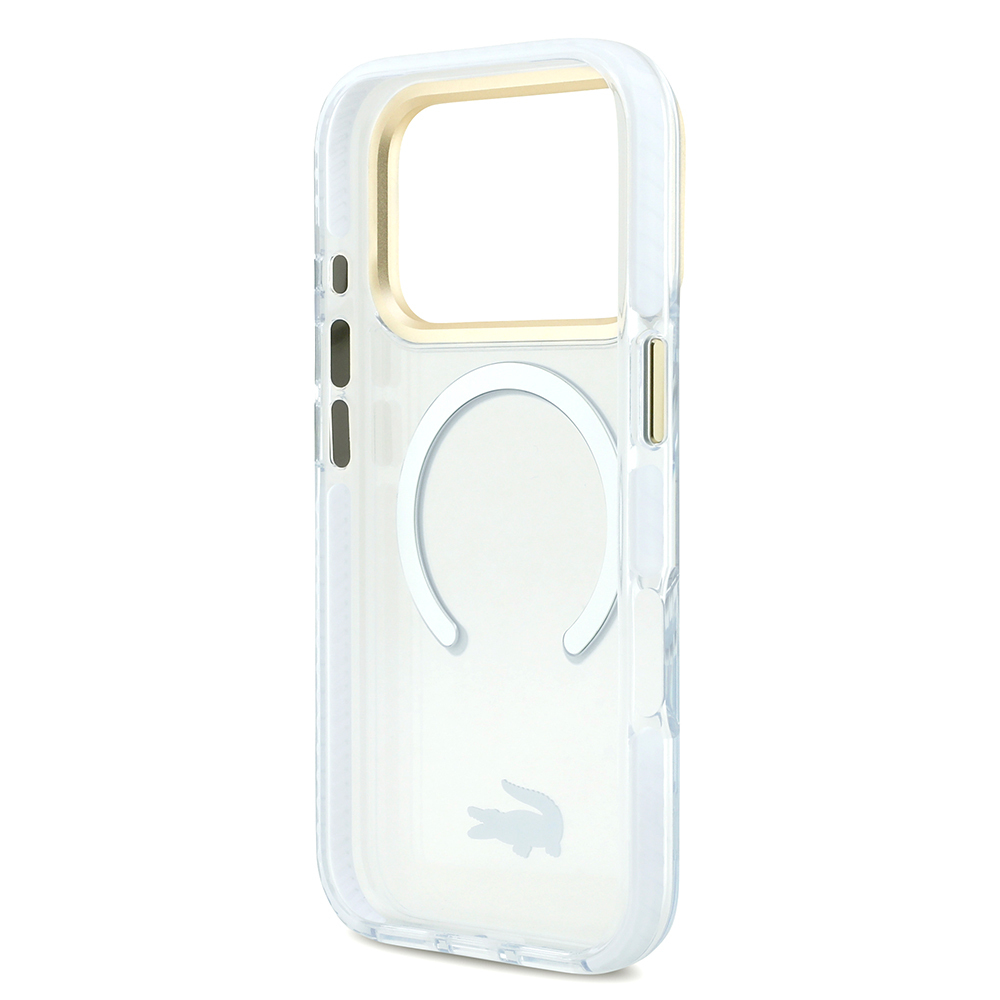 Apple iPhone 17 Pro Uyumlu Kılıf Lacoste Orjinal Lisanslı M-safe Şarj Özellikli Gold Timsah Logolu Buzlu Kapak - 20