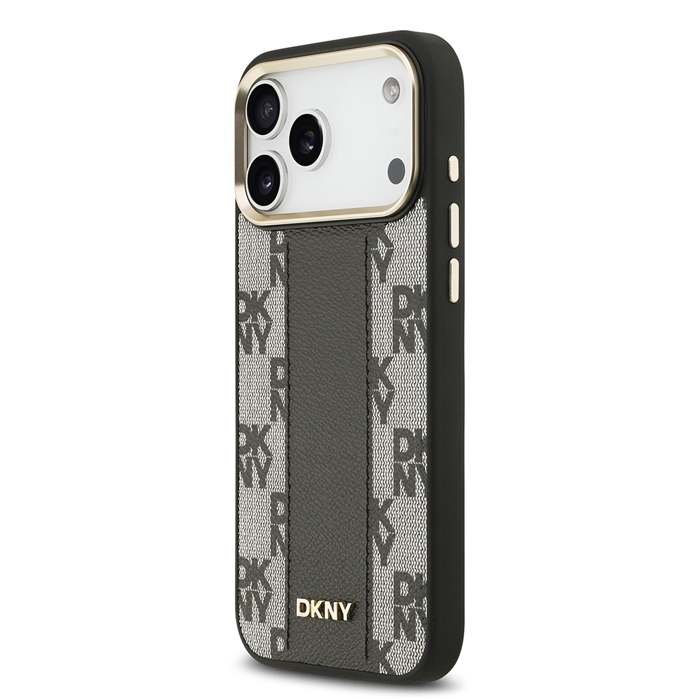 Apple iPhone 17 Pro Max Uyumlu Kılıf DKNY Orjinal Lisanslı M-safe Şarj Özellikli 3D Yazılı Checkered Pattern Kapak - 1
