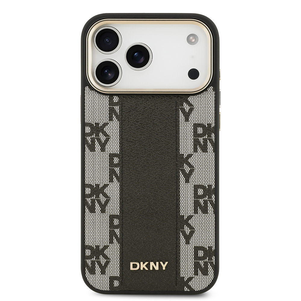 Apple iPhone 17 Pro Max Uyumlu Kılıf DKNY Orjinal Lisanslı M-safe Şarj Özellikli 3D Yazılı Checkered Pattern Kapak - 2