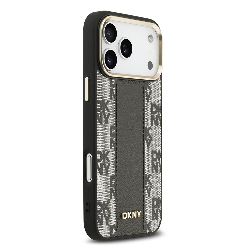 Apple iPhone 17 Pro Max Uyumlu Kılıf DKNY Orjinal Lisanslı M-safe Şarj Özellikli 3D Yazılı Checkered Pattern Kapak - 3
