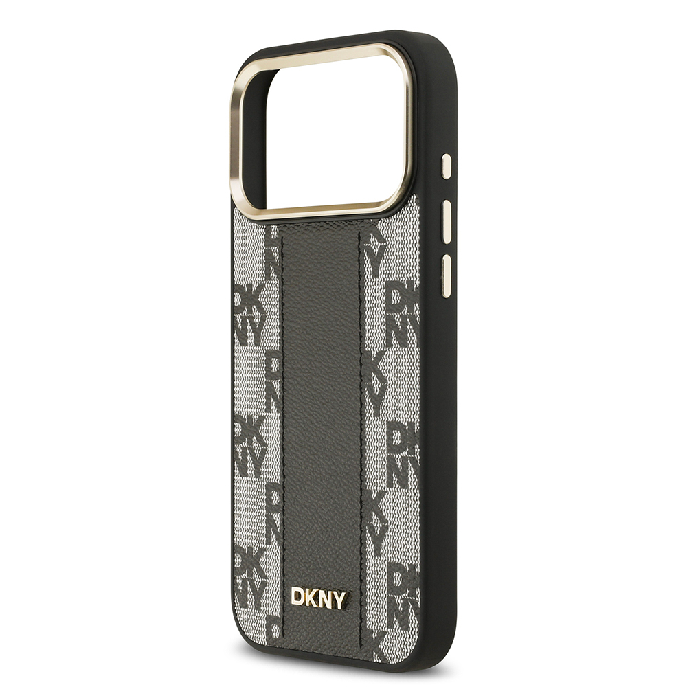 Apple iPhone 17 Pro Max Uyumlu Kılıf DKNY Orjinal Lisanslı M-safe Şarj Özellikli 3D Yazılı Checkered Pattern Kapak - 5