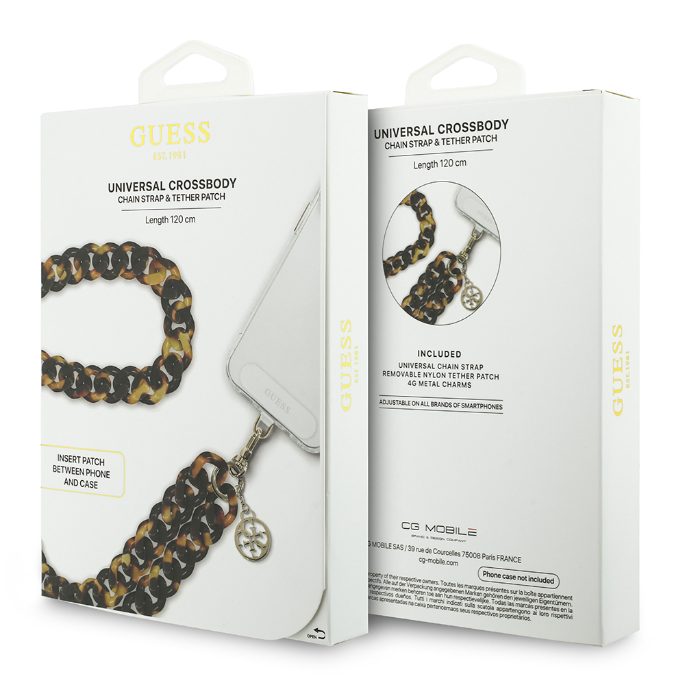Guess Orjinal Lisanslı 4G Metal Logolu Büyük Zincirli Çapraz Vücut Telefon Askı Kayışı 120cm - 4