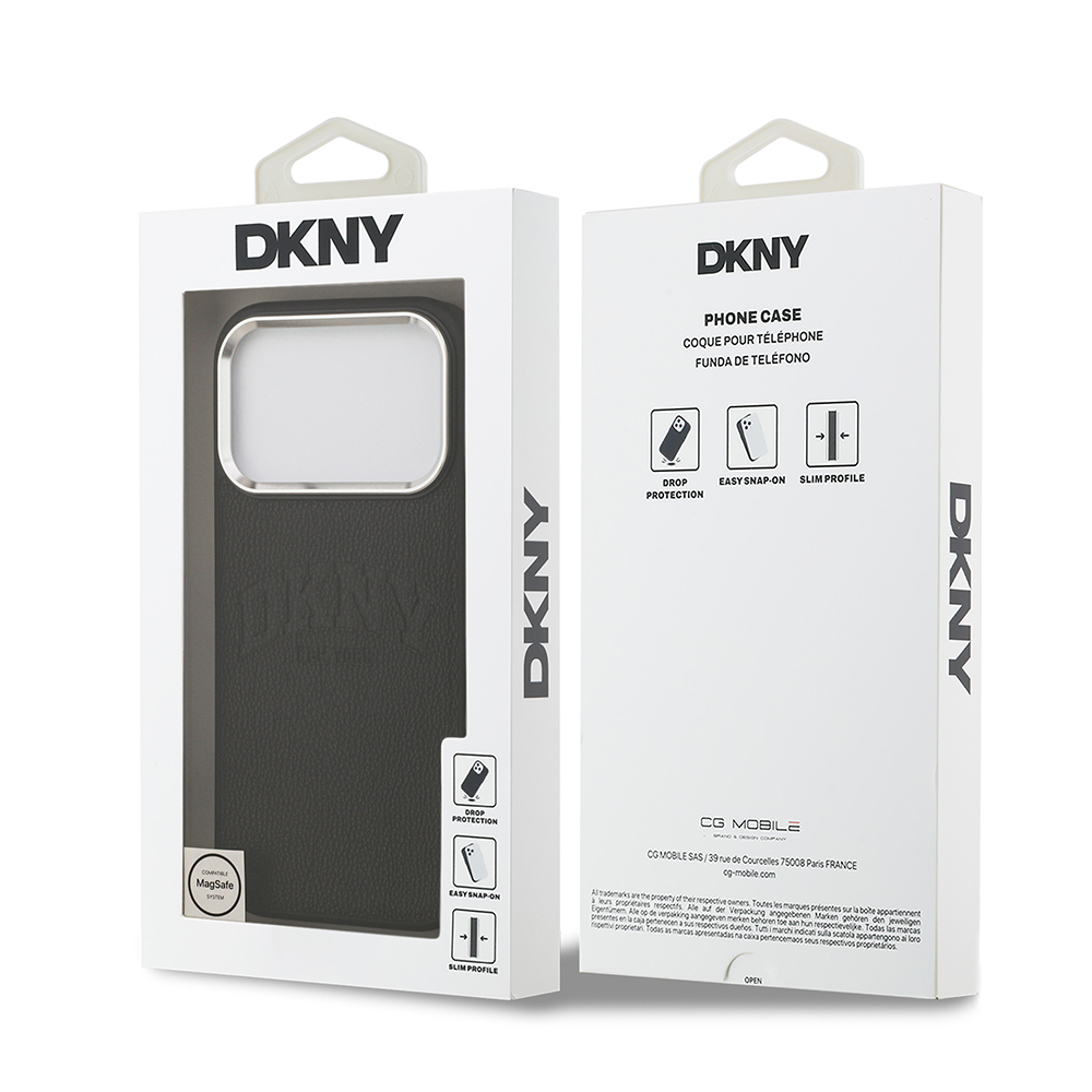 Apple iPhone 17 Pro Uyumlu Kılıf DKNY Orjinal Lisanslı M-safe Şarj Özellikli PU Deri Kabartmalı Kapak - 7