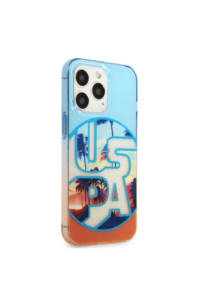 Apple iPhone 14 Pro Max Uyumlu Kılıf U.S. POLO ASSN. Renkli Yaprak Baskılı Dizayn Kapak