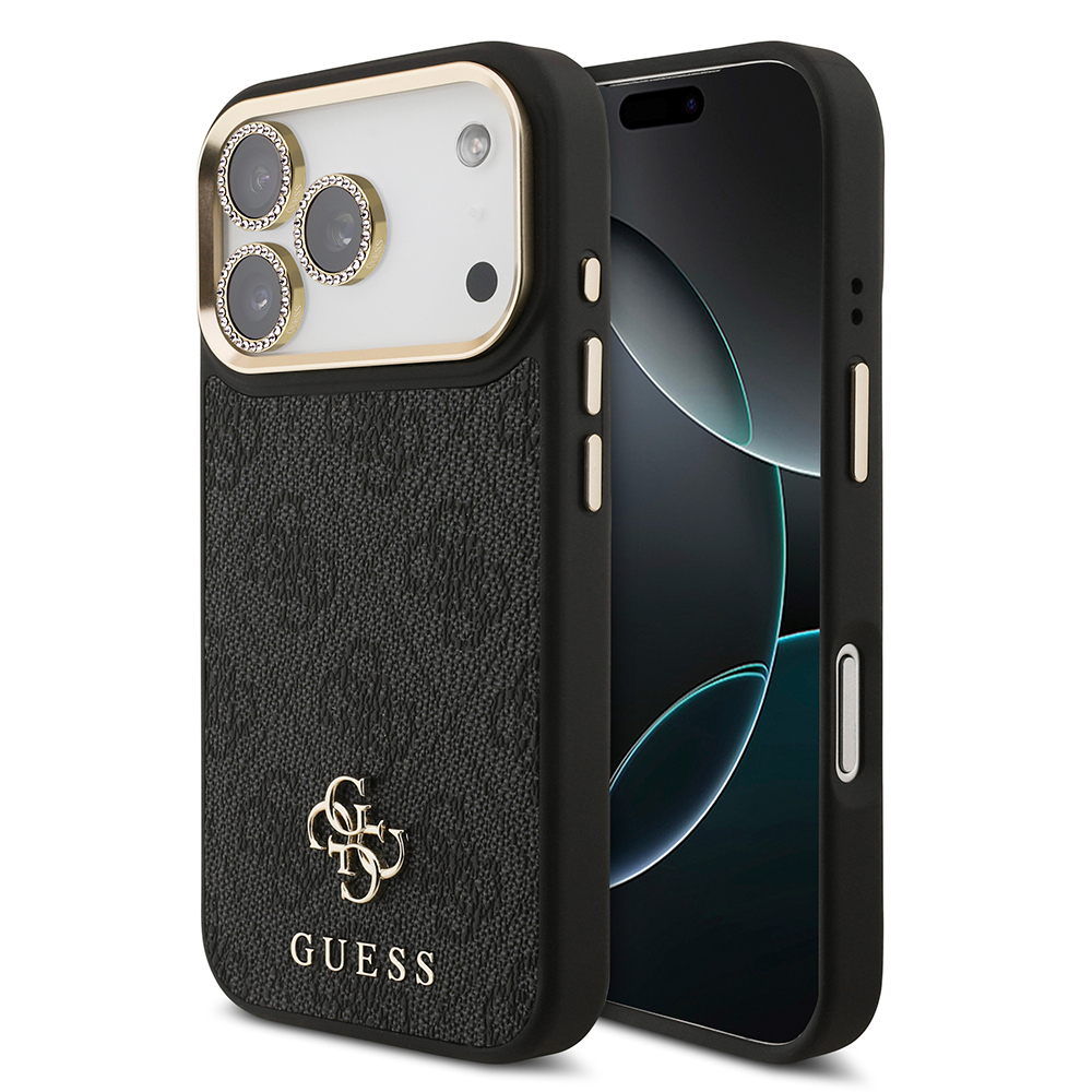 Apple iPhone 17 Pro Uyumlu Guess Orjinal Lisanslı 4G ve Yazı Logolu Kılıf + Ekran Koruyucu + Lens Koruyucu 3in1 Aksesuar Seti - 1