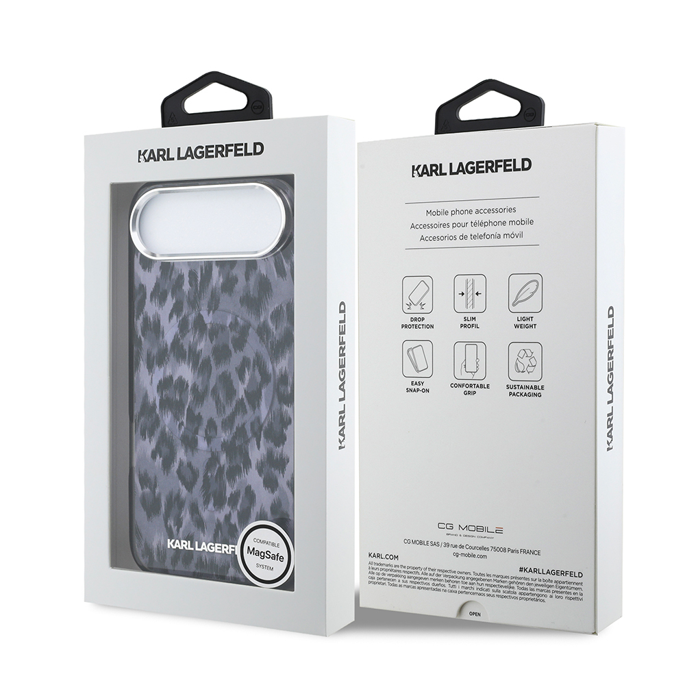 Apple iPhone 17 Air Uyumlu Kılıf Karl Lagerfeld Orjinal Lisanslı M-safe Şarj Özellikli IML Leopar Baskılı Kapak - 7