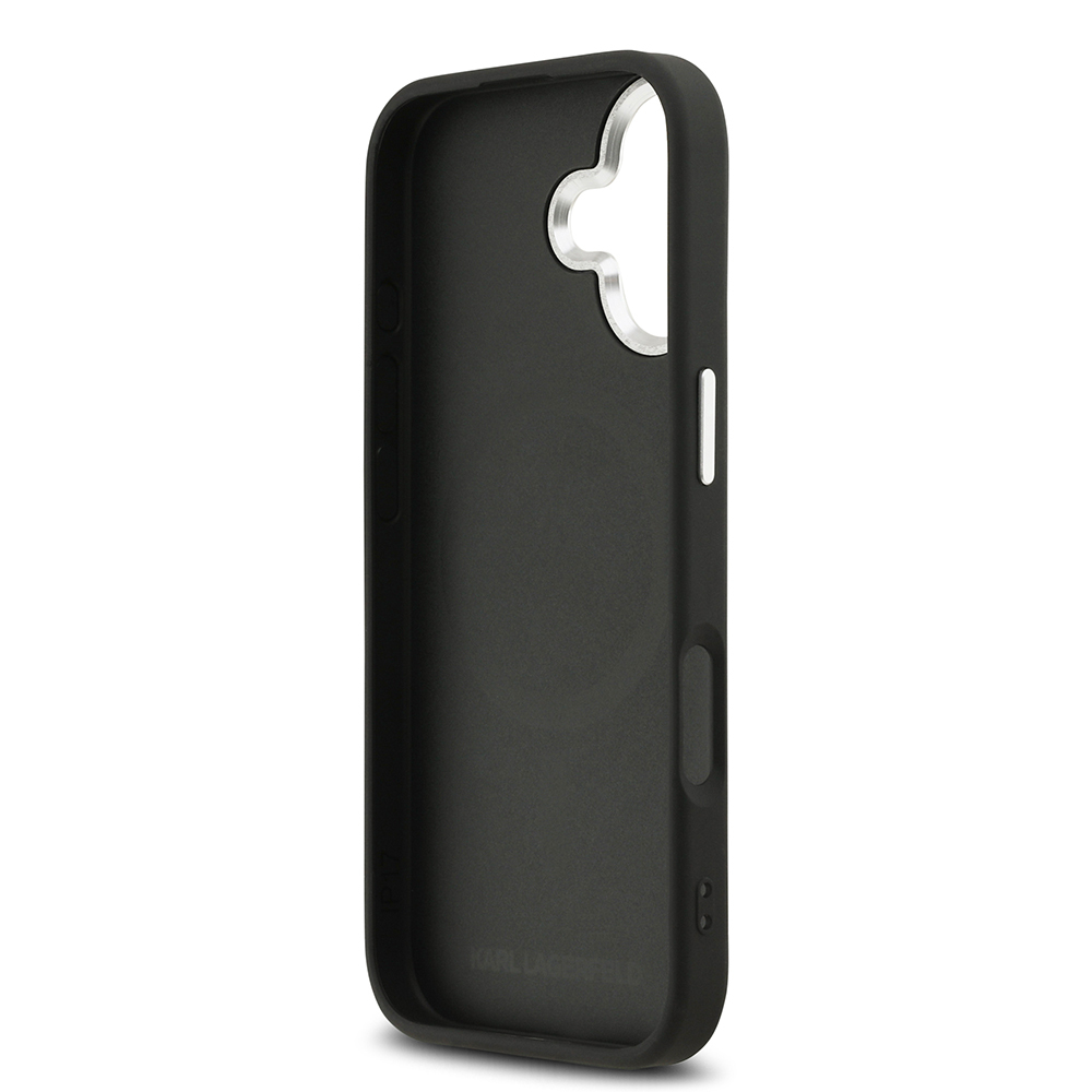 Apple iPhone 17 Uyumlu Kılıf Karl Lagerfeld Orjinal Lisanslı M-safe Şarj Özellikli Delikli Tasarım Metal Logolu PU Deri Kapak - 6