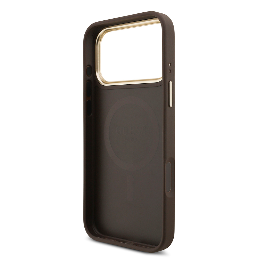 Apple iPhone 17 Pro Max Uyumlu Kılıf Guess Orjinal Lisanslı M-safe Şarj Özellikli 4G Metal Büyük Logolu Kartlıklı Kapak - 6