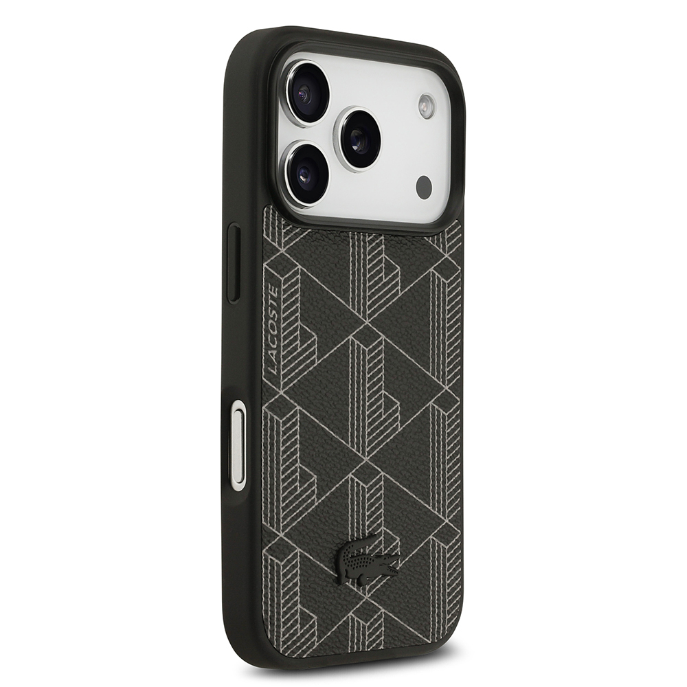 Apple iPhone 17 Pro Uyumlu Kılıf Lacoste Orjinal Lisanslı M-safe Şarj Özellikli PU Deri Tasarımlı Kartlıklı Karışık Monogram Desenli Kapak - 2