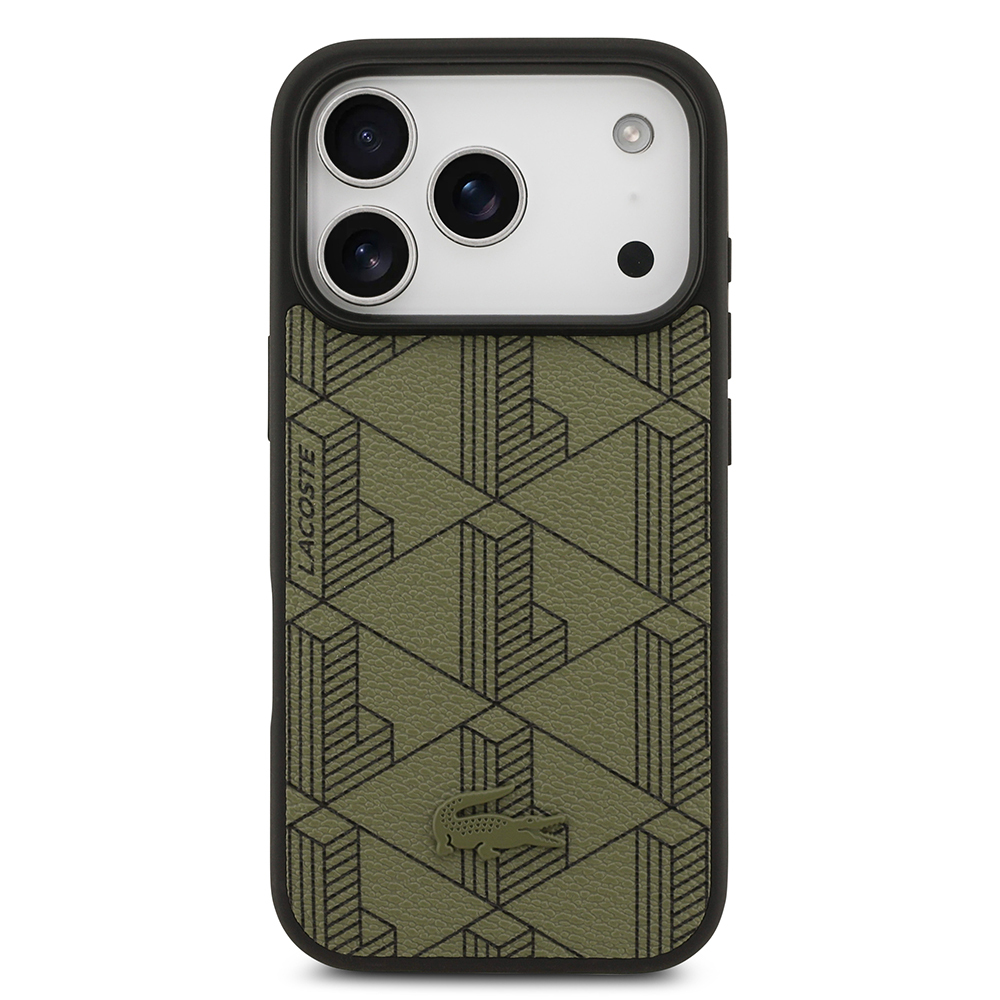 Apple iPhone 17 Pro Uyumlu Kılıf Lacoste Orjinal Lisanslı M-safe Şarj Özellikli PU Deri Tasarımlı Kartlıklı Karışık Monogram Desenli Kapak - 11