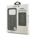 Apple iPhone 17 Pro Uyumlu Kılıf Lacoste Orjinal Lisanslı M-safe Şarj Özellikli PU Deri Tasarımlı Kartlıklı Karışık Monogram Desenli Kapak - 20