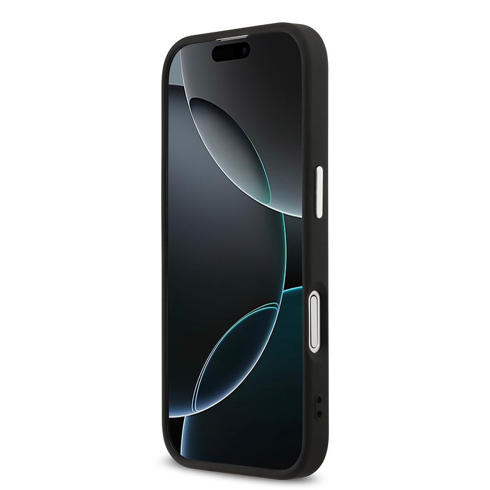 Apple iPhone 17 Uyumlu Kılıf Guess Orjinal Lisanslı M-safe Şarj Özellikli Gümüş Metal Kamera Çerçeveli Üçgen Logo 4G Desenli Kapak - 10