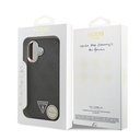 Apple iPhone 17 Uyumlu Kılıf Guess Orjinal Lisanslı M-safe Şarj Özellikli Gümüş Metal Kamera Çerçeveli Üçgen Logo 4G Desenli Kapak - 14