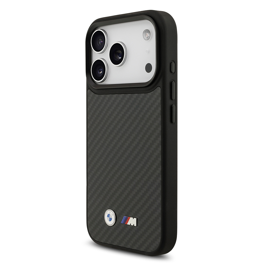 Apple iPhone 17 Pro Uyumlu Kılıf BMW Orjinal Lisanslı M-safe Şarj Özellikli Karbon Fiber Metal Logolu Kevlar Kapak - 1