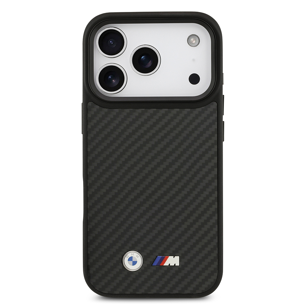 Apple iPhone 17 Pro Uyumlu Kılıf BMW Orjinal Lisanslı M-safe Şarj Özellikli Karbon Fiber Metal Logolu Kevlar Kapak - 2