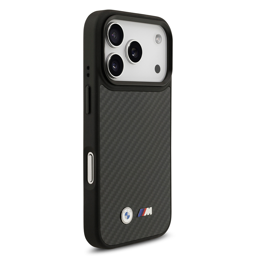 Apple iPhone 17 Pro Uyumlu Kılıf BMW Orjinal Lisanslı M-safe Şarj Özellikli Karbon Fiber Metal Logolu Kevlar Kapak - 3
