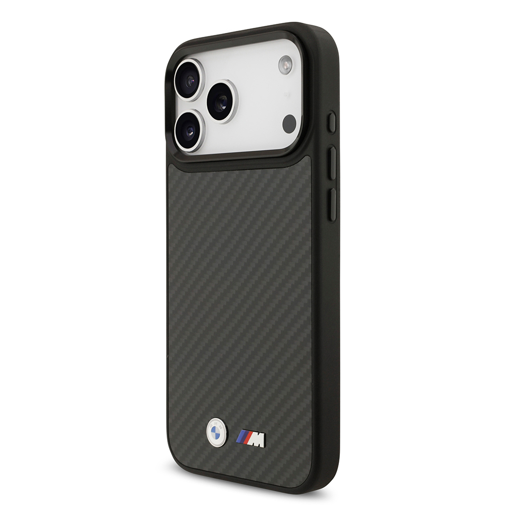 Apple iPhone 17 Pro Max Uyumlu Kılıf BMW Orjinal Lisanslı M-safe Şarj Özellikli Karbon Fiber Metal Logolu Kevlar Kapak - 1