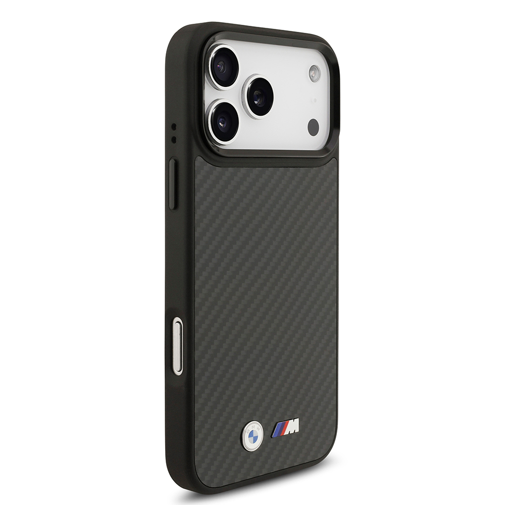 Apple iPhone 17 Pro Max Uyumlu Kılıf BMW Orjinal Lisanslı M-safe Şarj Özellikli Karbon Fiber Metal Logolu Kevlar Kapak - 3