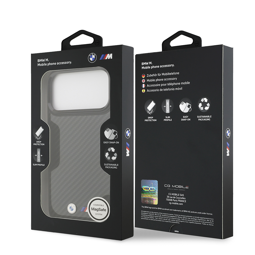 Apple iPhone 17 Pro Max Uyumlu Kılıf BMW Orjinal Lisanslı M-safe Şarj Özellikli Karbon Fiber Metal Logolu Kevlar Kapak - 7