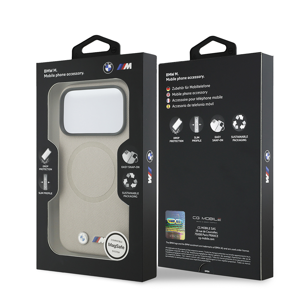 Apple iPhone 17 Pro Uyumlu Kılıf BMW Orjinal Lisanslı M-safe Şarj Özellikli Metal Logolu Delikli M Dizayn Deri Kapak - 34