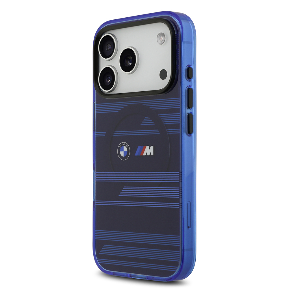 Apple iPhone 17 Pro Uyumlu Kılıf BMW Orjinal Lisanslı M-safe Şarj Özellikli Metal Kamera Butonlu Yatay Şeritli M Dizayn Kapak - 1