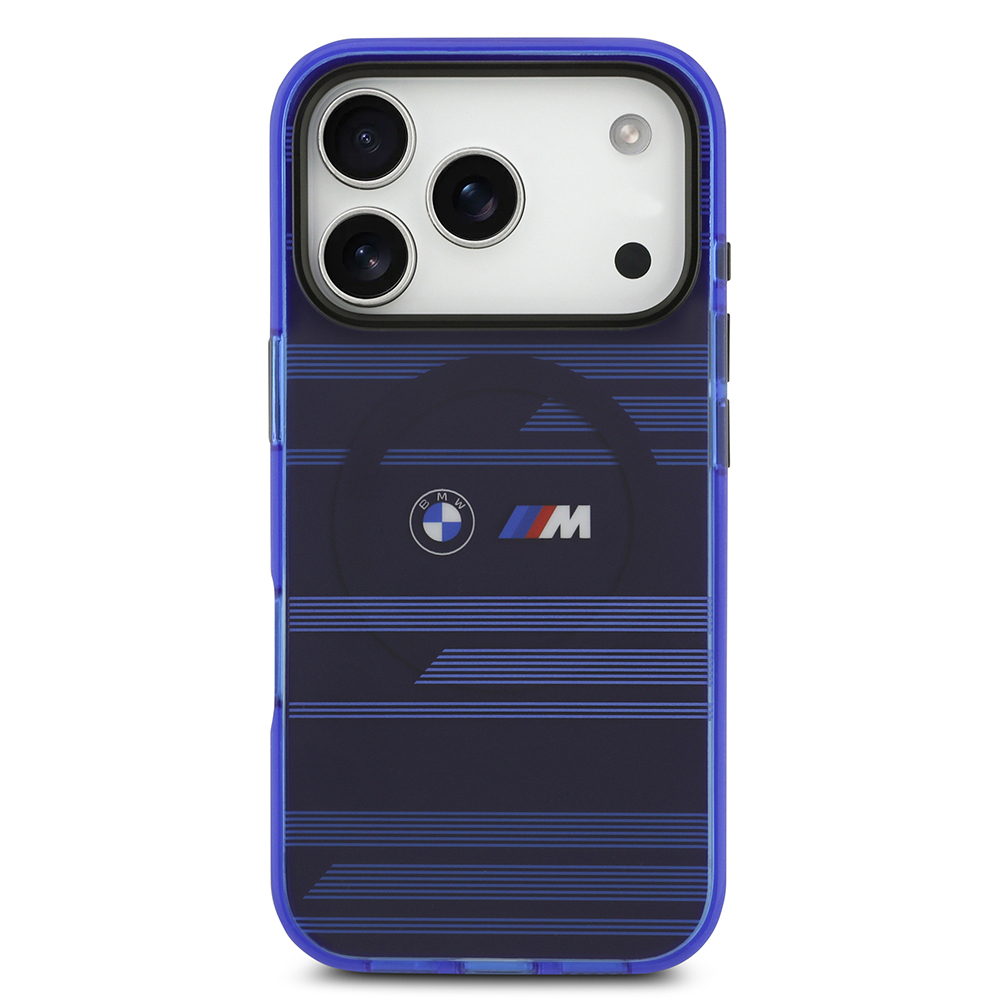 Apple iPhone 17 Pro Uyumlu Kılıf BMW Orjinal Lisanslı M-safe Şarj Özellikli Metal Kamera Butonlu Yatay Şeritli M Dizayn Kapak - 2
