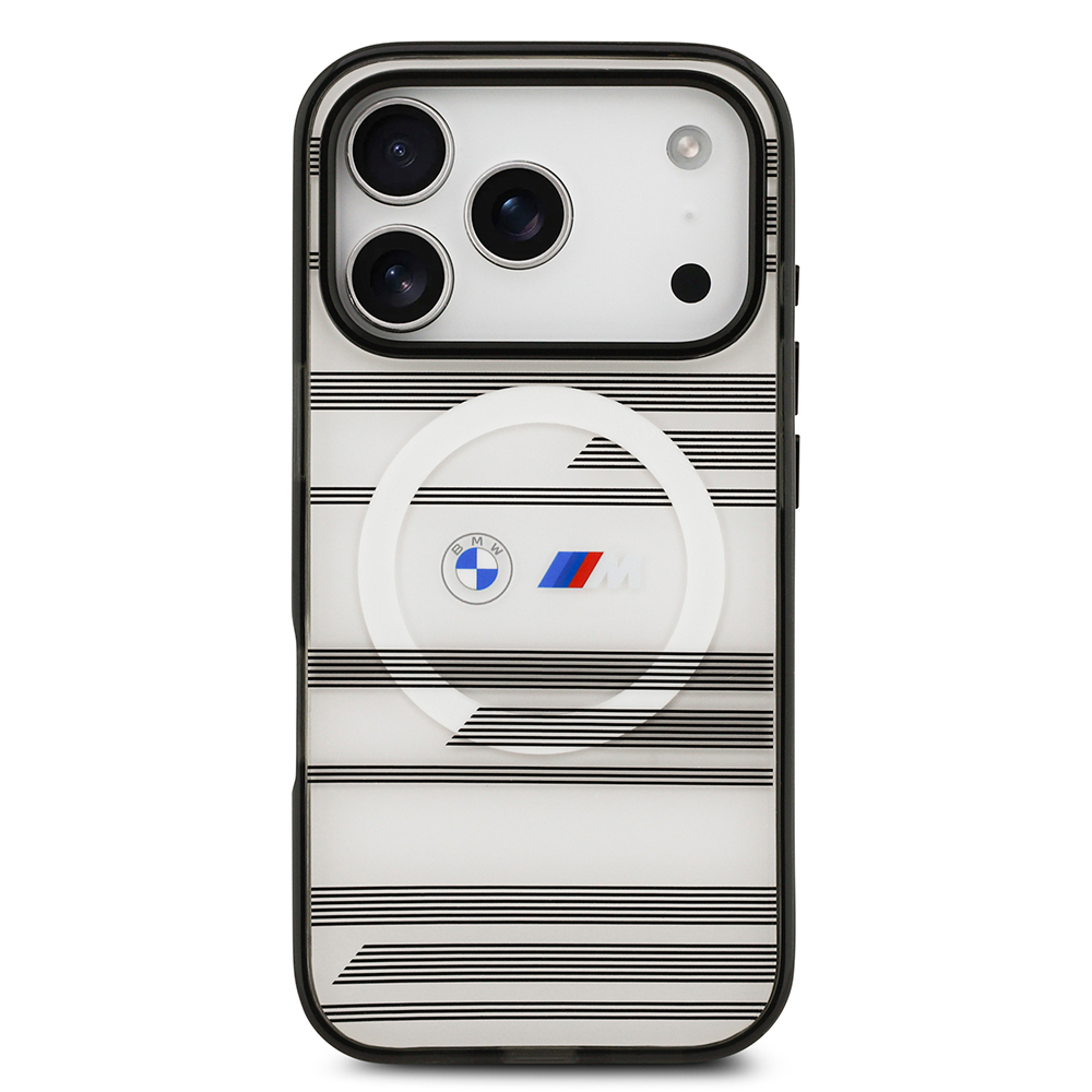Apple iPhone 17 Pro Uyumlu Kılıf BMW Orjinal Lisanslı M-safe Şarj Özellikli Metal Kamera Butonlu Yatay Şeritli M Dizayn Kapak - 9