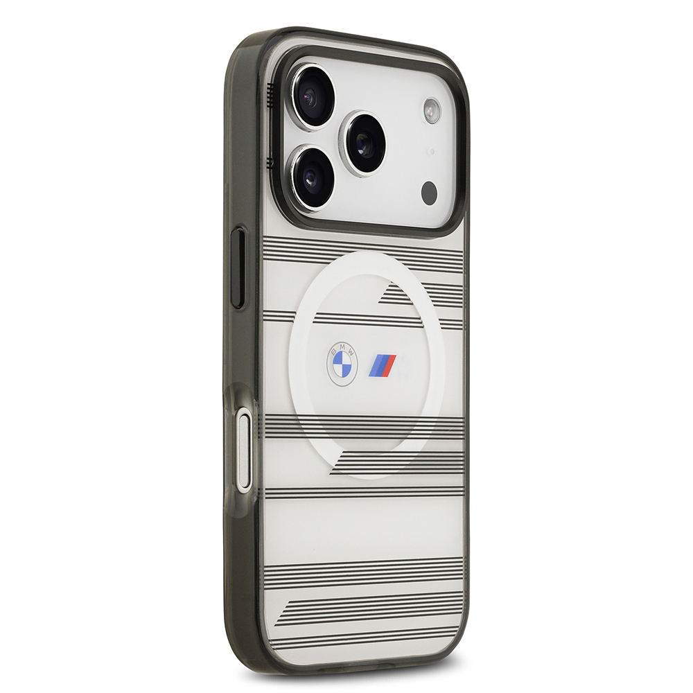 Apple iPhone 17 Pro Uyumlu Kılıf BMW Orjinal Lisanslı M-safe Şarj Özellikli Metal Kamera Butonlu Yatay Şeritli M Dizayn Kapak - 10