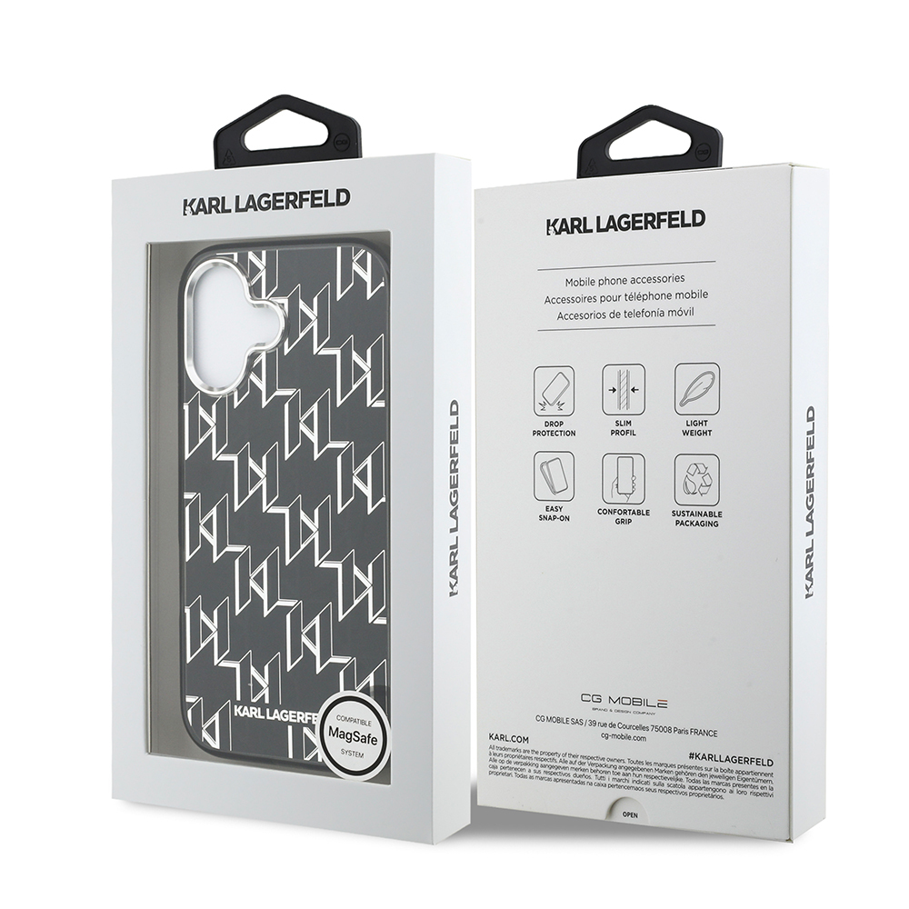 Apple iPhone 17 Uyumlu Kılıf Orjinal Lisanslı M-safe Şarj Özellikli Karl Lagerfeld IML Baskılı Monogram Dizayn Kapak - 7