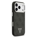 Apple iPhone 17 Pro Uyumlu Kılıf Guess Orjinal Lisanslı M-safe Şarj Özellikli Gümüş Metal Kamera Çerçeveli Üçgen Logo 4G Desenli Kapak - 9
