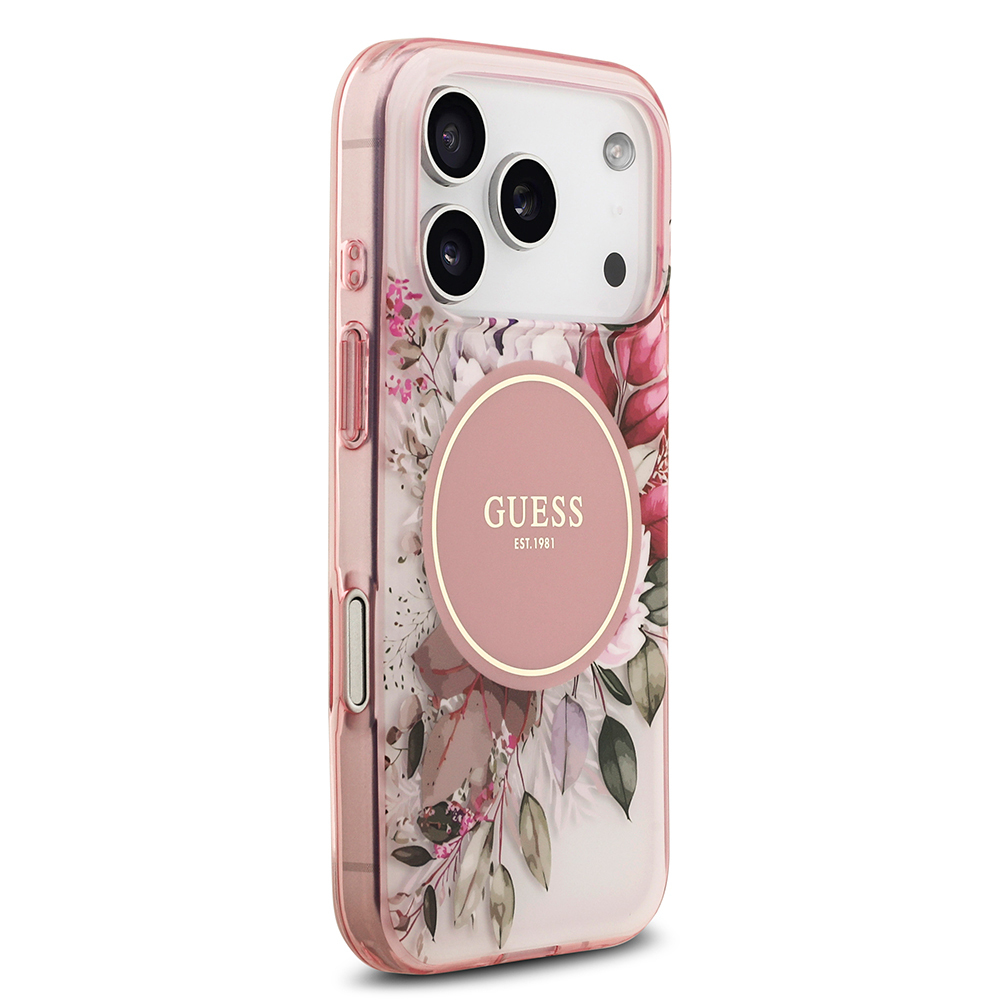 Apple iPhone 17 Pro Uyumlu Kılıf Guess Orjinal Lisanslı M-safe Şarj Özellikli Flower Tonal Circle Kapak - 3