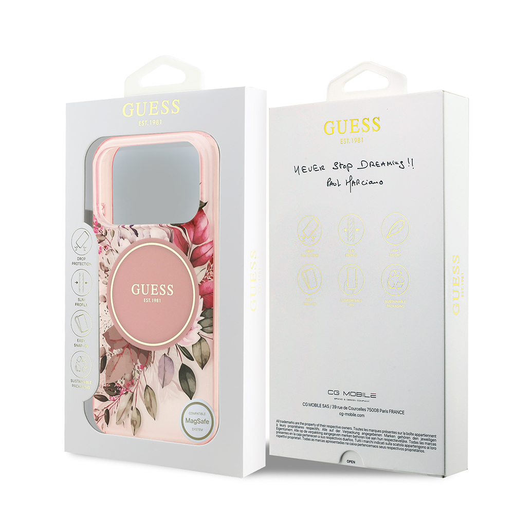 Apple iPhone 17 Pro Uyumlu Kılıf Guess Orjinal Lisanslı M-safe Şarj Özellikli Flower Tonal Circle Kapak - 7