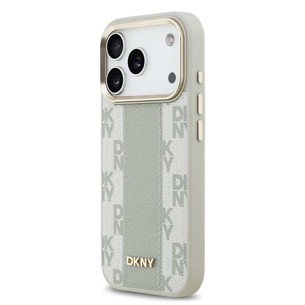 Apple iPhone 17 Pro Uyumlu Kılıf DKNY Orjinal Lisanslı M-safe Şarj Özellikli 3D Yazılı Checkered Pattern Kapak - 1