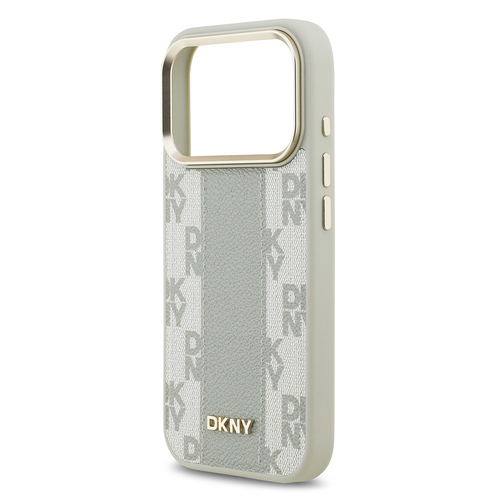 Apple iPhone 17 Pro Uyumlu Kılıf DKNY Orjinal Lisanslı M-safe Şarj Özellikli 3D Yazılı Checkered Pattern Kapak - 5