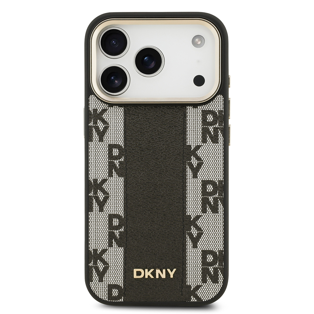 Apple iPhone 17 Pro Uyumlu Kılıf DKNY Orjinal Lisanslı M-safe Şarj Özellikli 3D Yazılı Checkered Pattern Kapak - 8