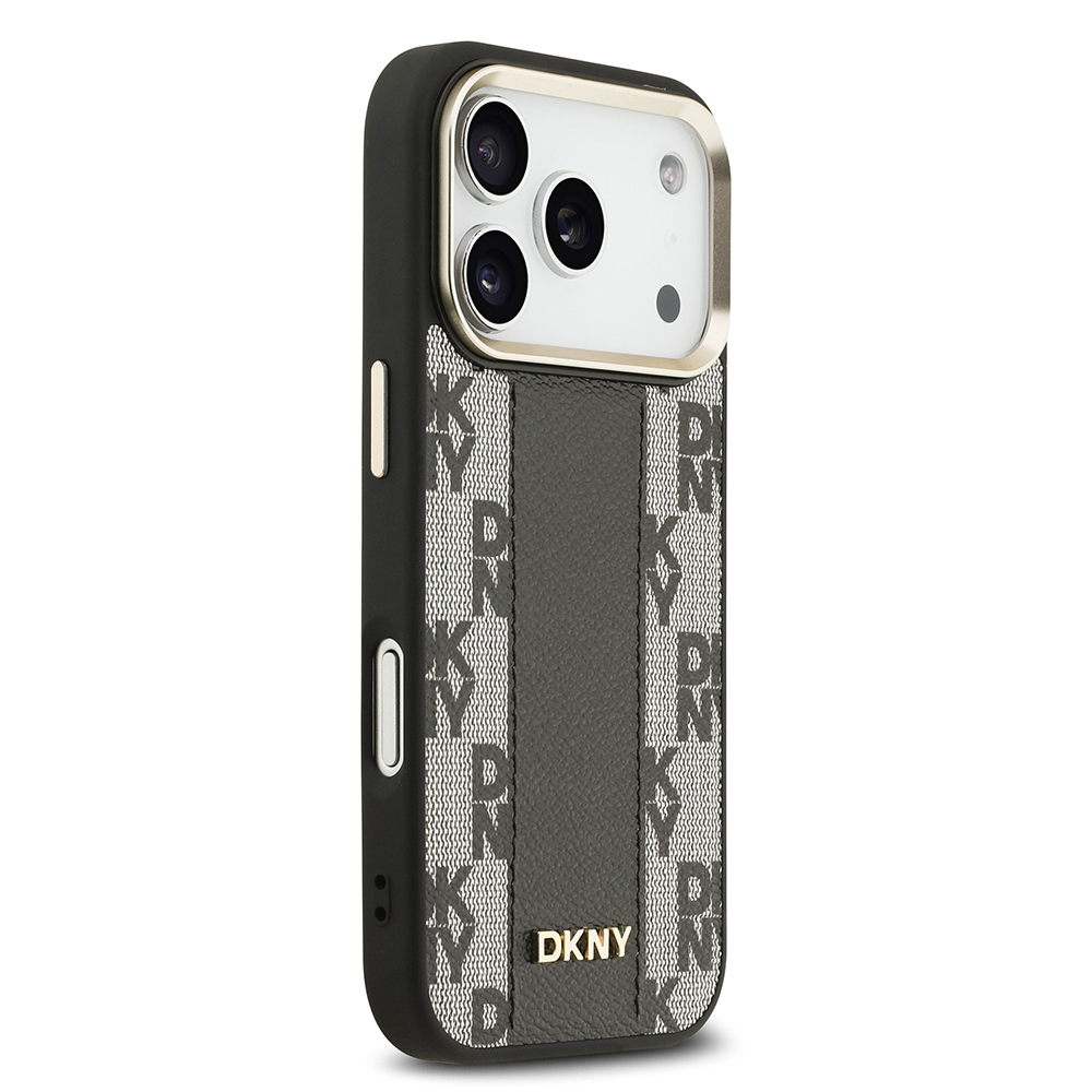 Apple iPhone 17 Pro Uyumlu Kılıf DKNY Orjinal Lisanslı M-safe Şarj Özellikli 3D Yazılı Checkered Pattern Kapak - 9