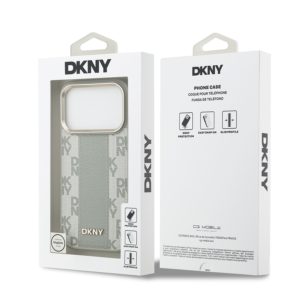 Apple iPhone 17 Pro Uyumlu Kılıf DKNY Orjinal Lisanslı M-safe Şarj Özellikli 3D Yazılı Checkered Pattern Kapak - 13