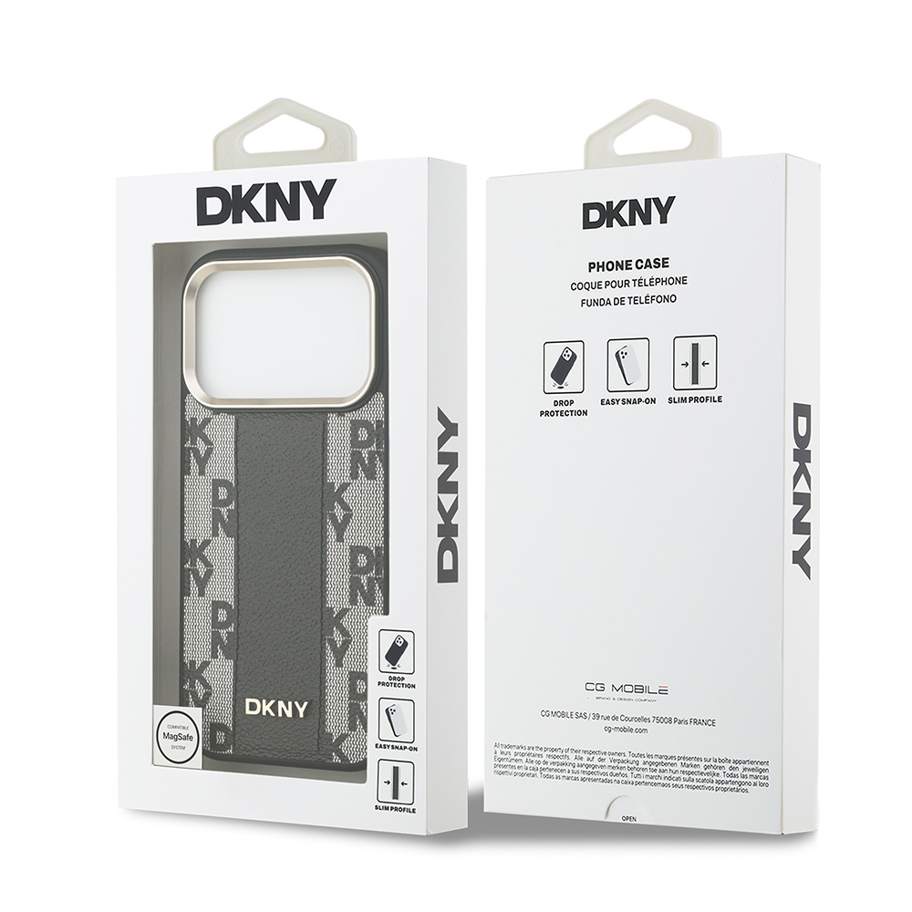 Apple iPhone 17 Pro Uyumlu Kılıf DKNY Orjinal Lisanslı M-safe Şarj Özellikli 3D Yazılı Checkered Pattern Kapak - 14