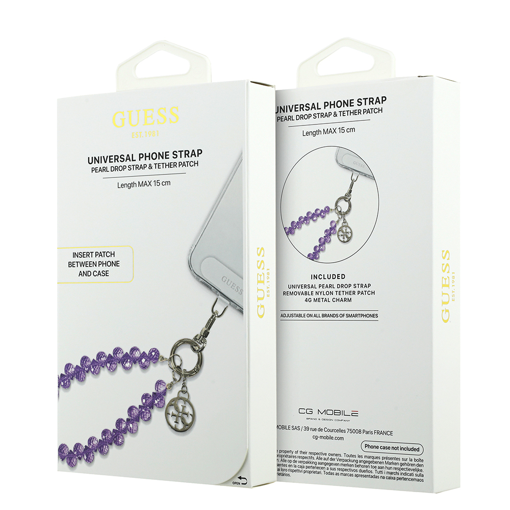 Guess Orjinal Lisanslı 4G Metal Logolu Kristal Taşlı Telefon Bilek Askı Zinciri - 3
