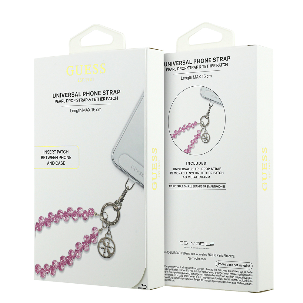 Guess Orjinal Lisanslı 4G Metal Logolu Kristal Taşlı Telefon Bilek Askı Zinciri - 6