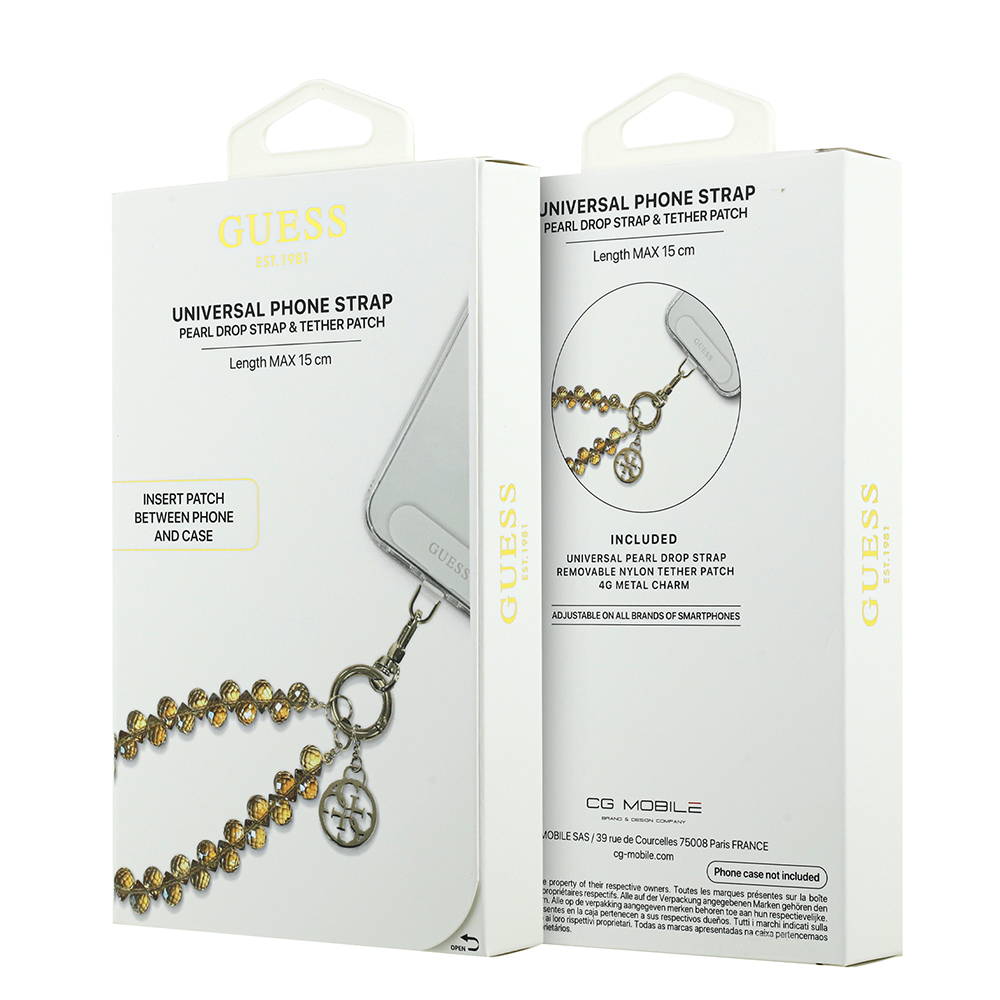 Guess Orjinal Lisanslı 4G Metal Logolu Kristal Taşlı Telefon Bilek Askı Zinciri - 9