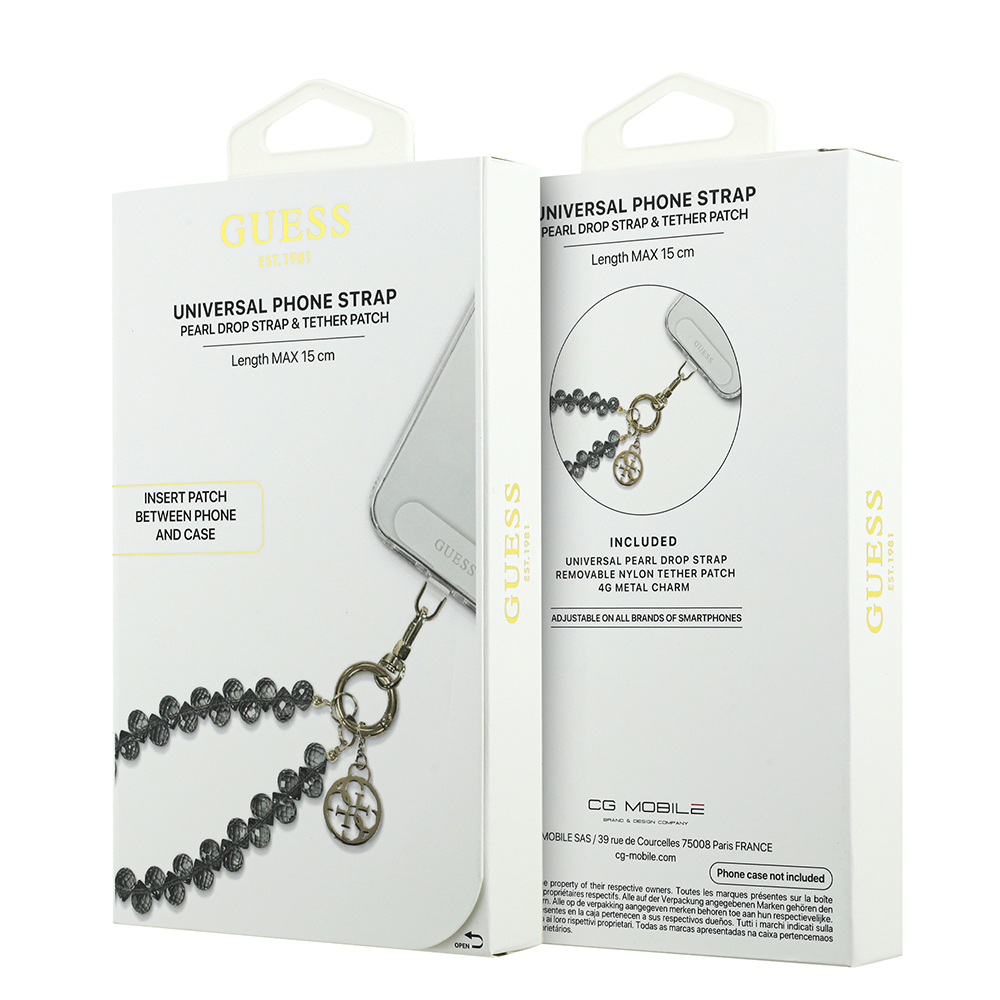 Guess Orjinal Lisanslı 4G Metal Logolu Kristal Taşlı Telefon Bilek Askı Zinciri - 12